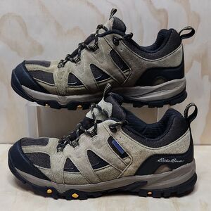 Eddie Bauer Men's 11.5 Beige Black Athletic Shoes Leather Trail Hiking Boot